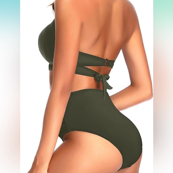 Tempt Me Women Two Piece Vintage
Swimsuit Retro Halter Ruched High Waist bottom - Picture 4 of 13